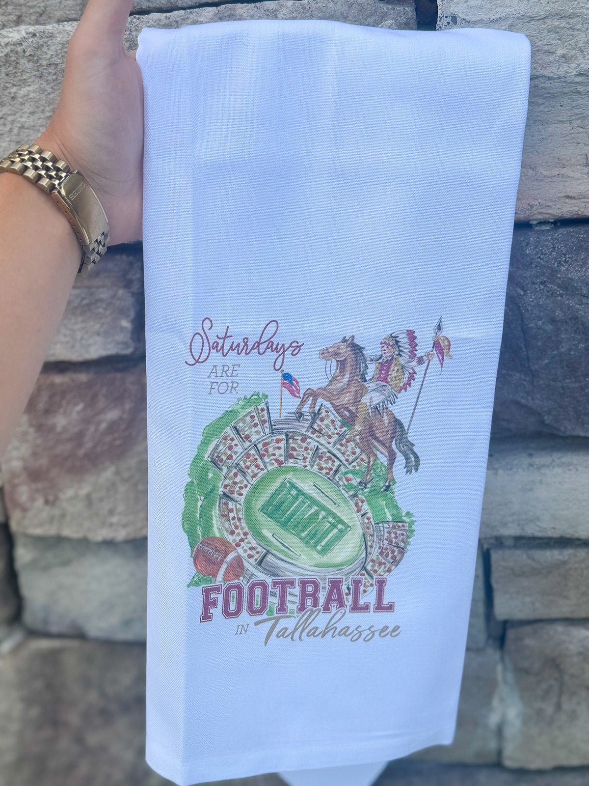 Saturdays Are For Football in Tallahassee Tea Towel - The Pink Pineapple 850
