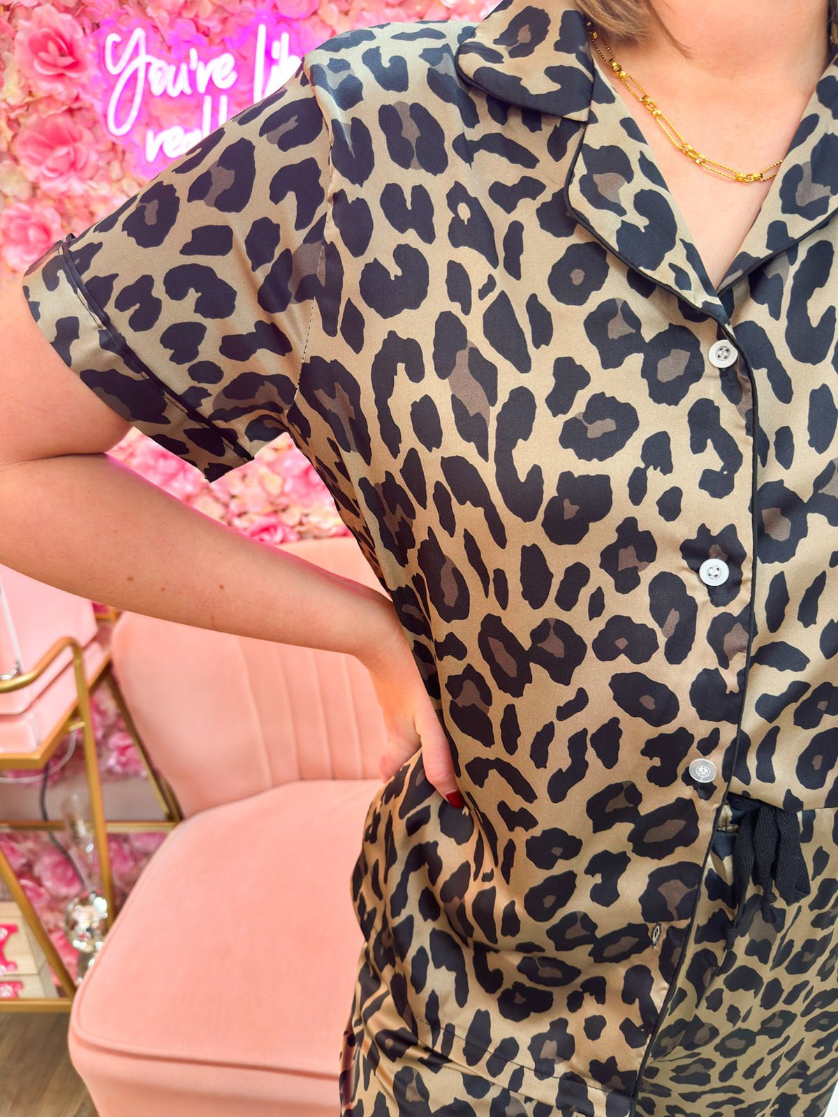 Savannah Chic Satin Pajama Top - The Pink Pineapple 850