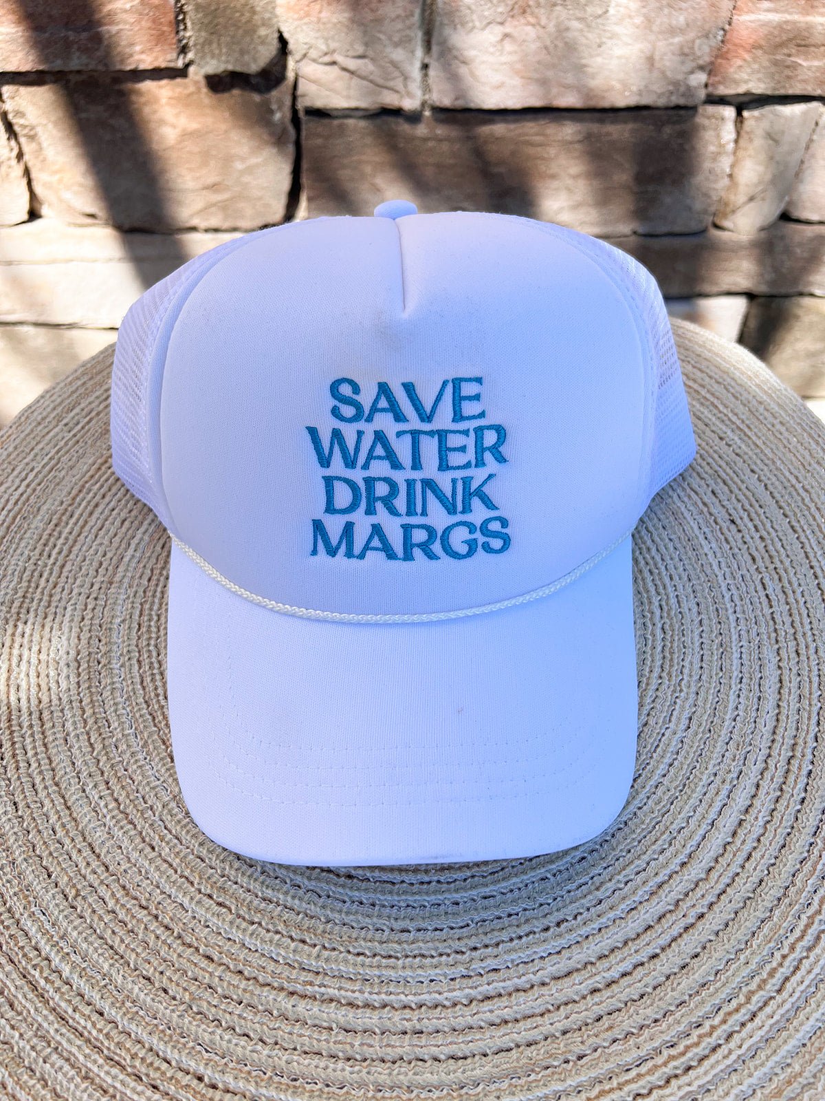 Save Water Drink Margs Embroidered Trucker Cap - The Pink Pineapple 850