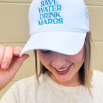 Save Water Drink Margs Embroidered Trucker Cap - The Pink Pineapple 850