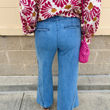 Scalloped Breeze Wide Leg Denim Pants - The Pink Pineapple 850
