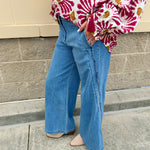 Scalloped Breeze Wide Leg Denim Pants - The Pink Pineapple 850