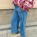 Scalloped Breeze Wide Leg Denim Pants - The Pink Pineapple 850