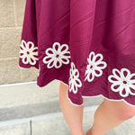 Scalloped Spirit Embroidered Mini Dress in Garnet - The Pink Pineapple 850