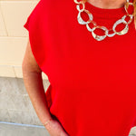 Scarlet Daydream Drop Shoulder Sweater in Red - The Pink Pineapple 850
