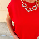 Scarlet Daydream Drop Shoulder Sweater in Red - The Pink Pineapple 850