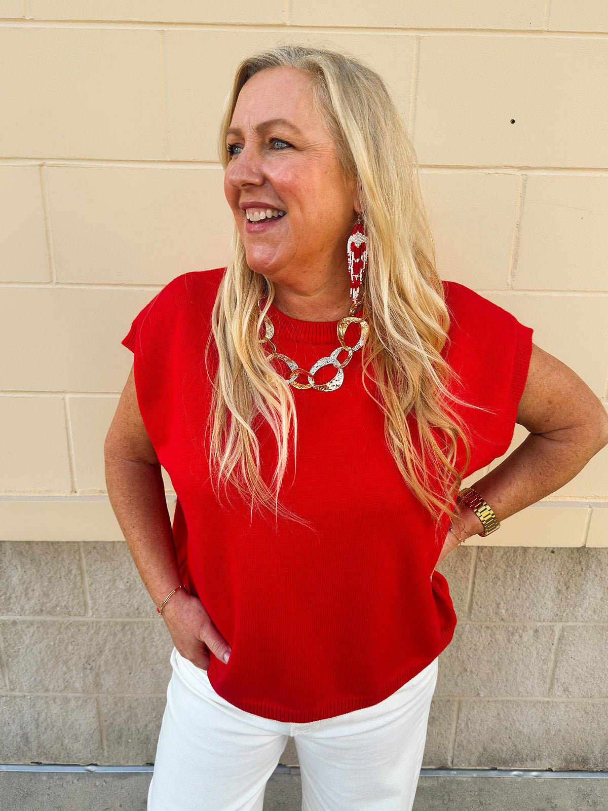 Scarlet Daydream Drop Shoulder Sweater in Red - The Pink Pineapple 850