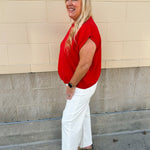 Scarlet Daydream Drop Shoulder Sweater in Red - The Pink Pineapple 850