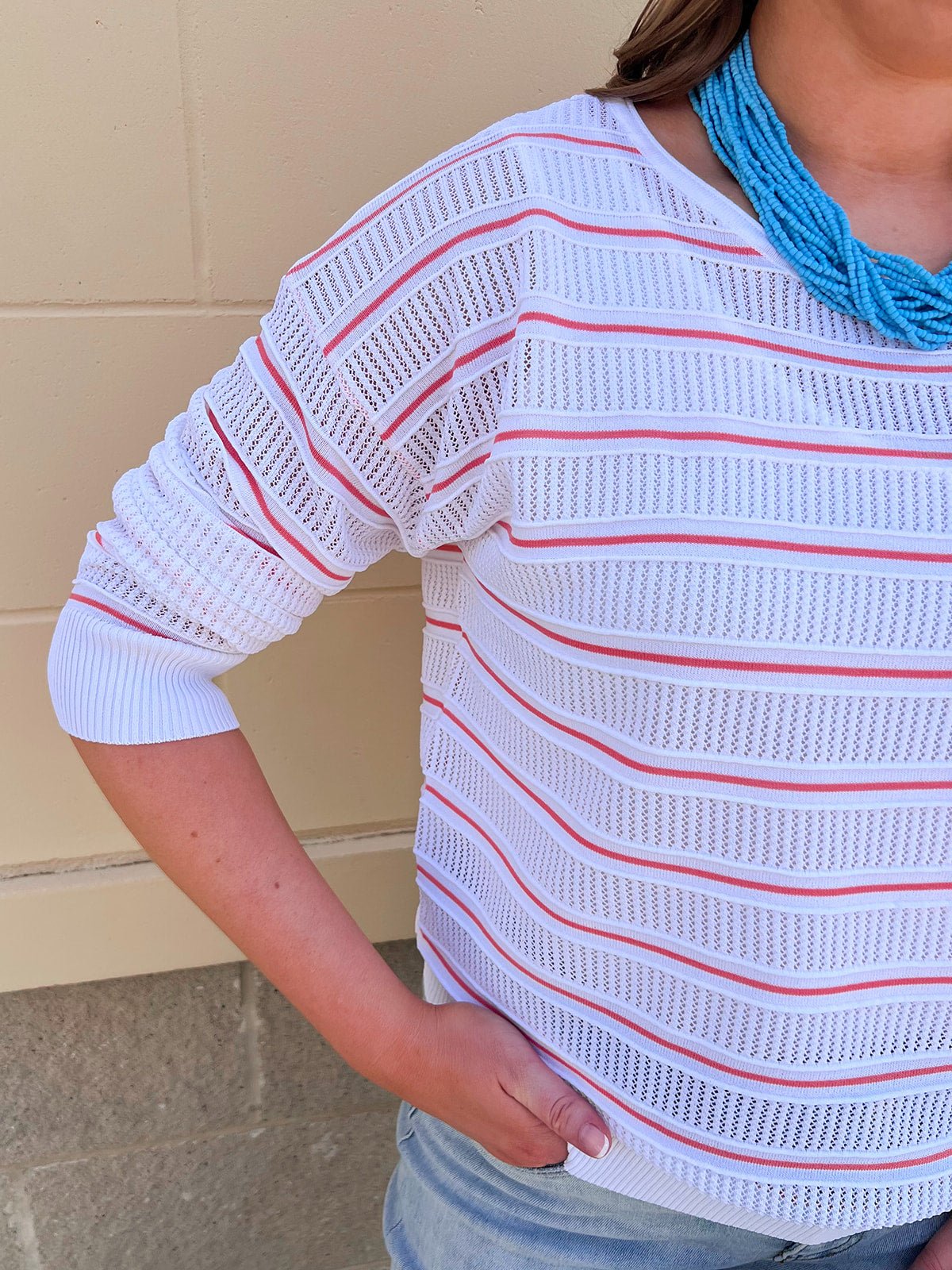 Seabreeze Sheer Knit Pullover - The Pink Pineapple 850