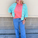 Seafoam Breeze Open Knit Cardigan in Mint - The Pink Pineapple 850