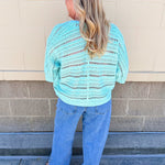 Seafoam Breeze Open Knit Cardigan in Mint - The Pink Pineapple 850