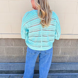 Seafoam Breeze Open Knit Cardigan in Mint - The Pink Pineapple 850