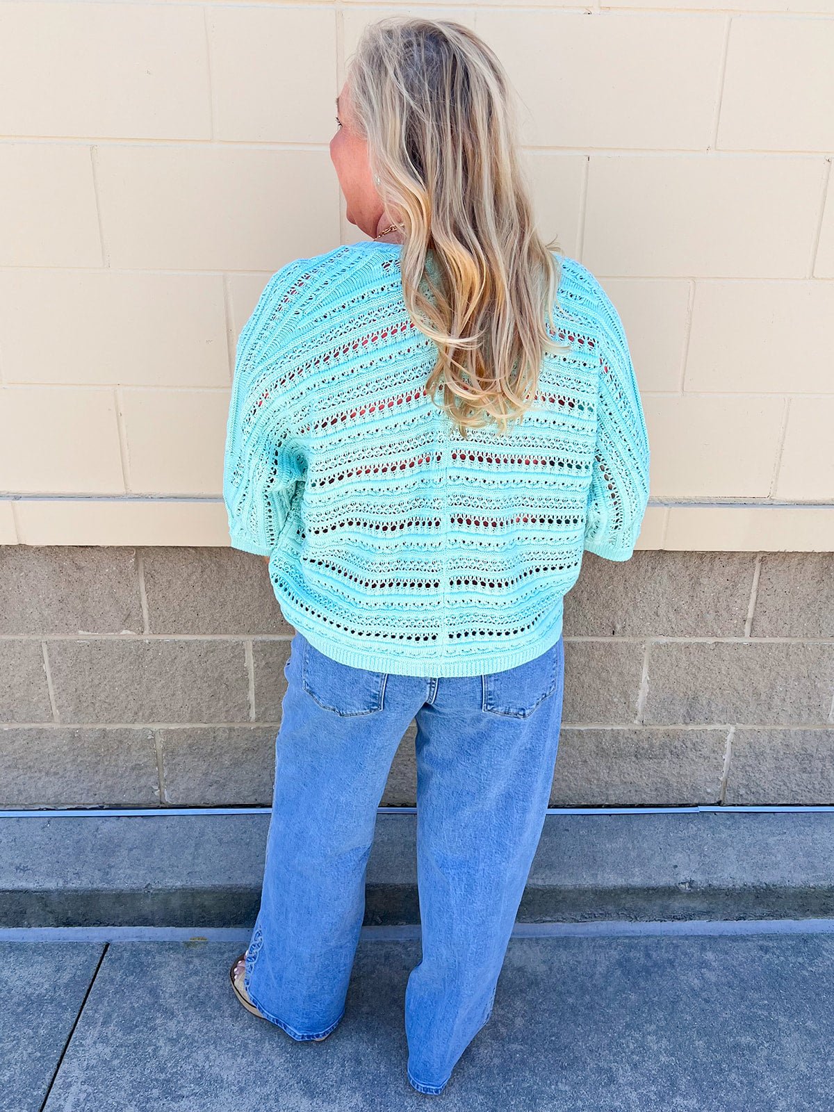 Seafoam Breeze Open Knit Cardigan in Mint - The Pink Pineapple 850