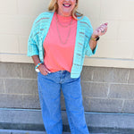 Seafoam Breeze Open Knit Cardigan in Mint - The Pink Pineapple 850