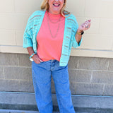 Seafoam Breeze Open Knit Cardigan in Mint - The Pink Pineapple 850