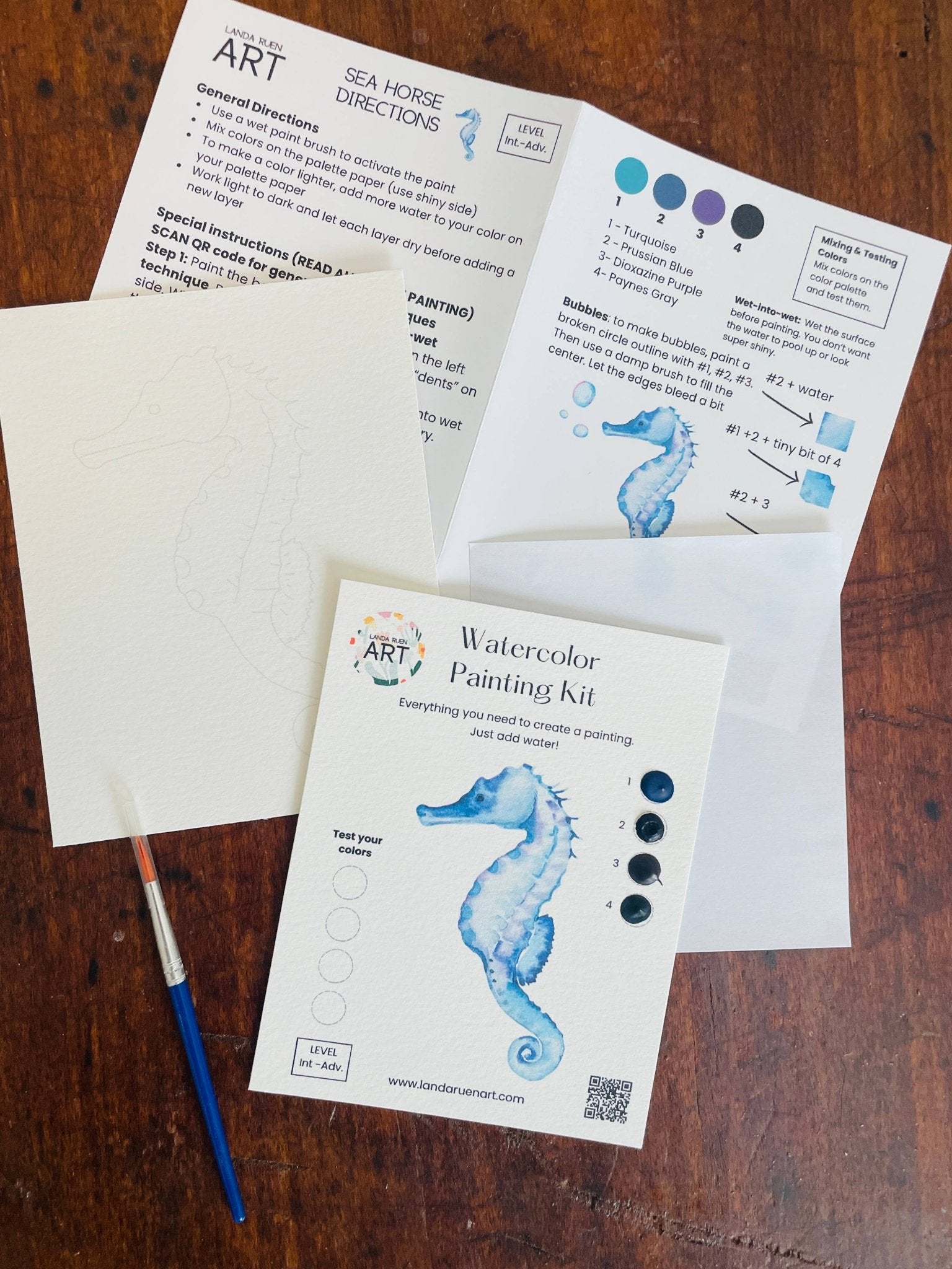 Seahorse Watercolor Kit - The Pink Pineapple 850