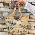 Seaside Blooms Woven Straw Tote - The Pink Pineapple 850