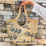 Seaside Blooms Woven Straw Tote - The Pink Pineapple 850