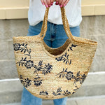 Seaside Blooms Woven Straw Tote - The Pink Pineapple 850