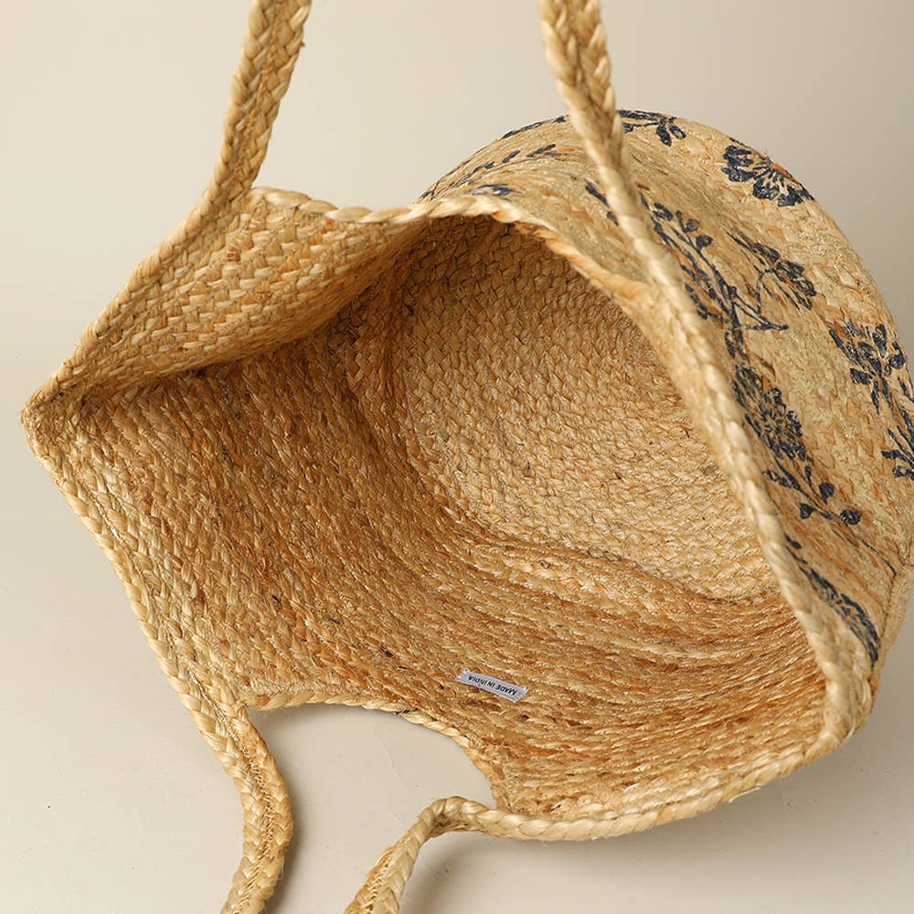 Seaside Blooms Woven Straw Tote - The Pink Pineapple 850