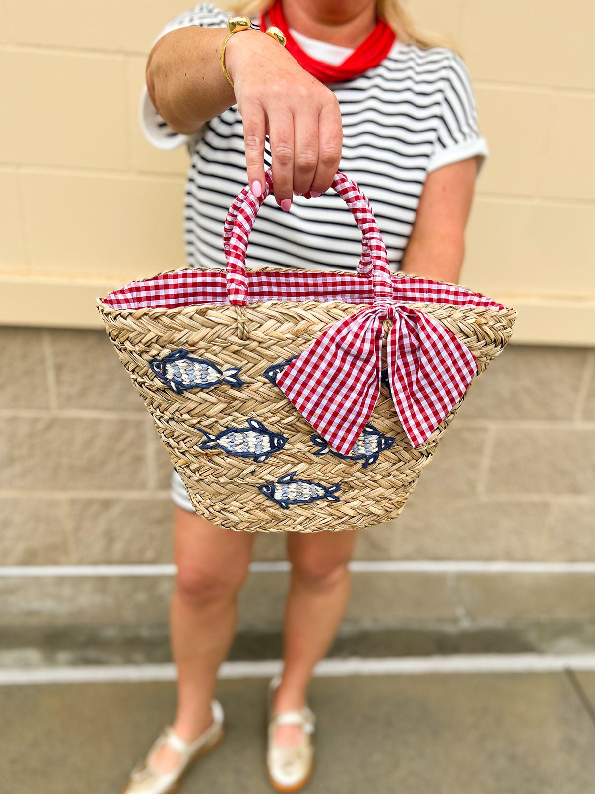 Seaside Picnic Woven Tote - The Pink Pineapple 850