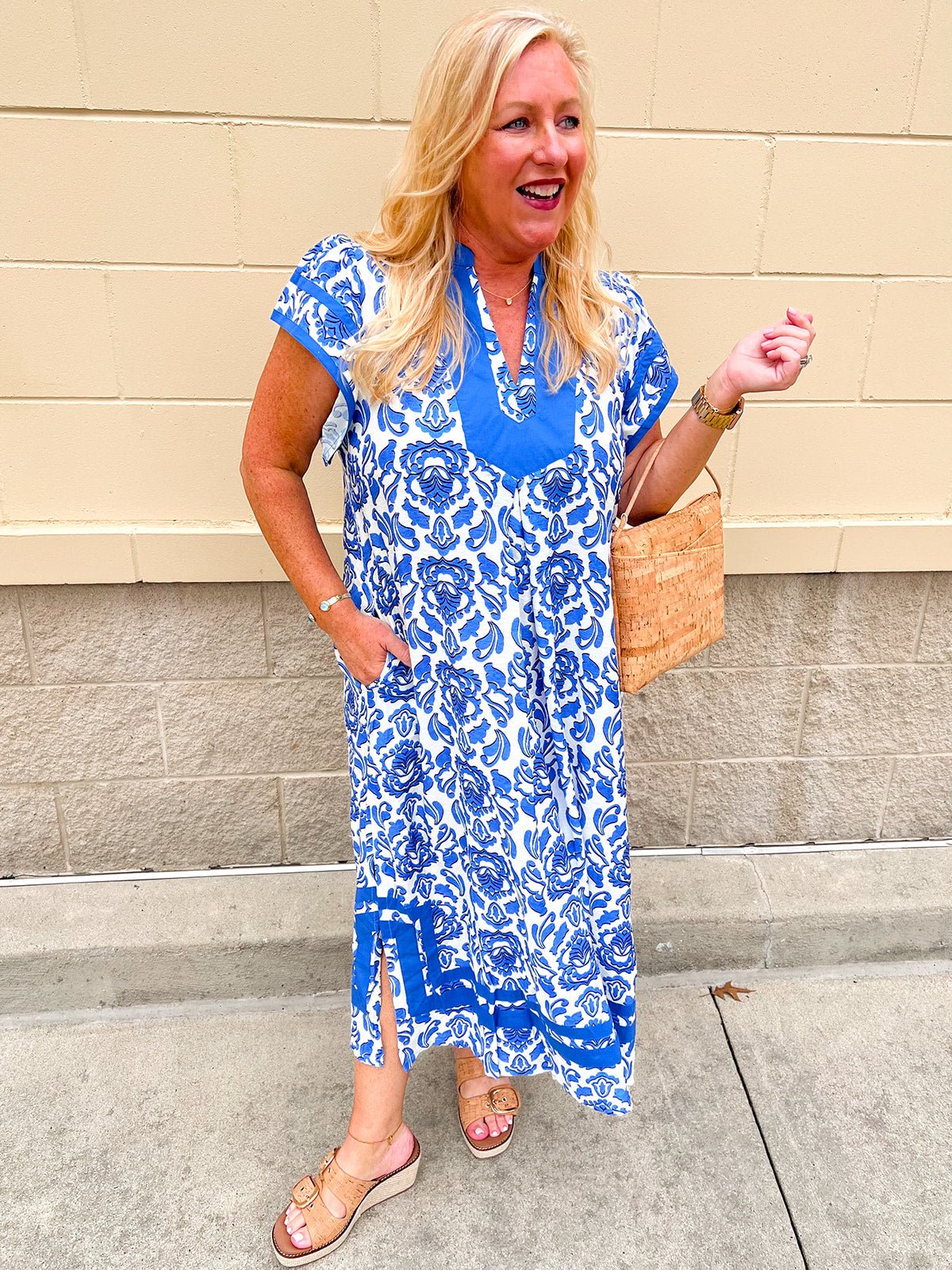 Seaside Scroll Midi Dress - The Pink Pineapple 850