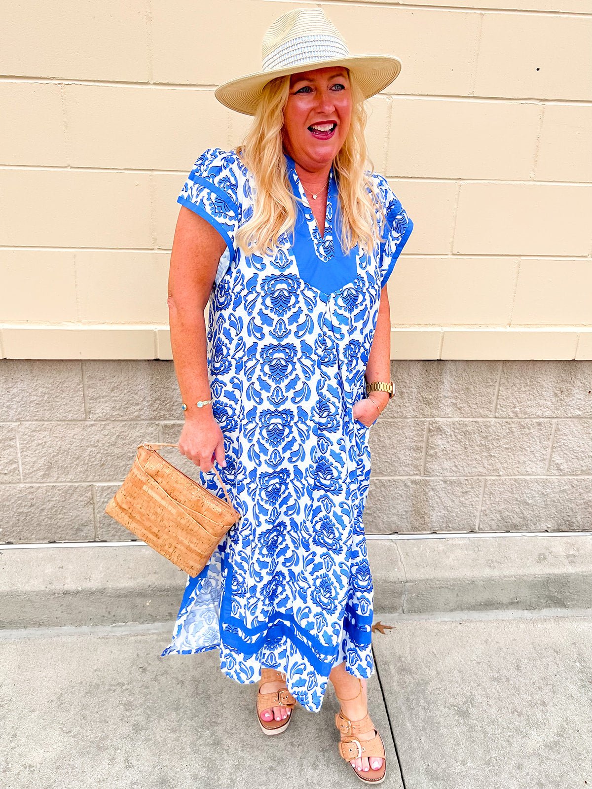 Seaside Scroll Midi Dress - The Pink Pineapple 850