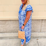 Seaside Scroll Midi Dress - The Pink Pineapple 850
