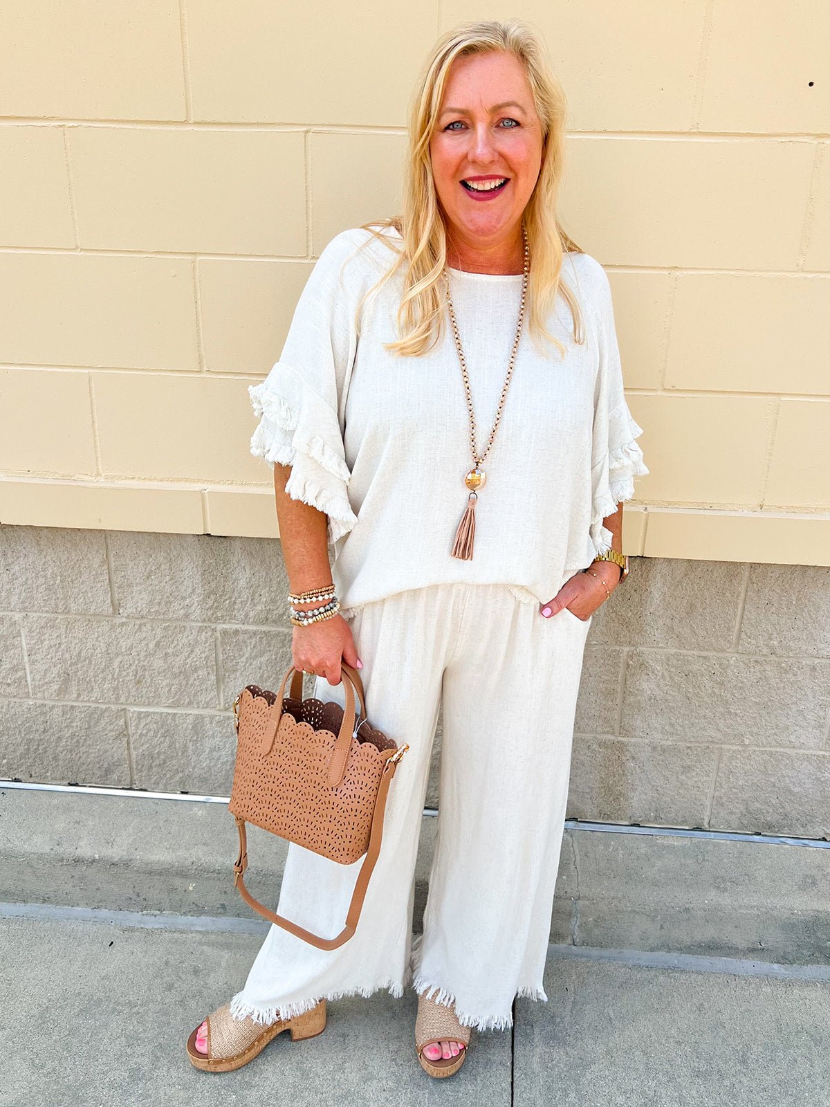 Seaside Serenity Ruffle Linen Set - The Pink Pineapple 850