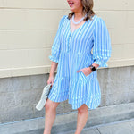 Seaside Stripes Mini Dress - The Pink Pineapple 850