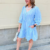 Seaside Stripes Mini Dress - The Pink Pineapple 850