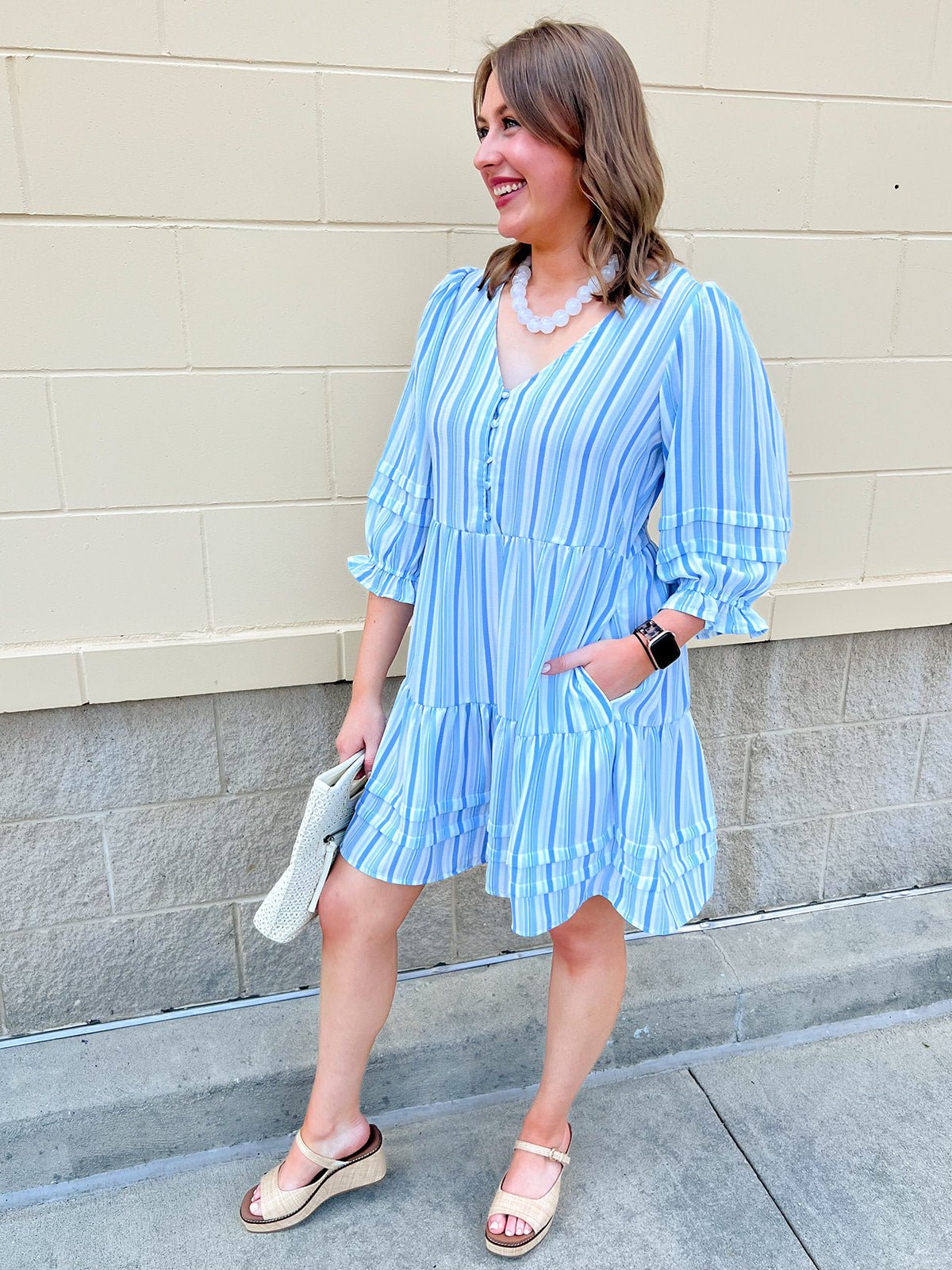 Seaside Stripes Mini Dress - The Pink Pineapple 850