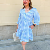 Seaside Stripes Mini Dress - The Pink Pineapple 850