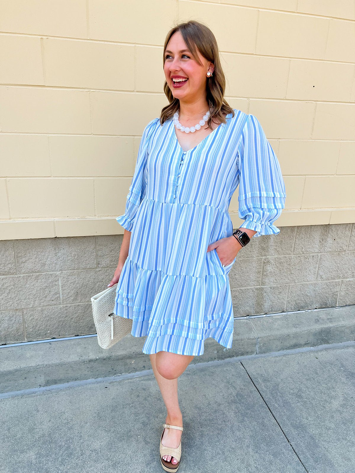 Seaside Stripes Mini Dress - The Pink Pineapple 850