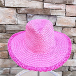 Seaside Stroll Frayed Straw Hat in Pink - The Pink Pineapple 850