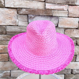 Seaside Stroll Frayed Straw Hat in Pink - The Pink Pineapple 850