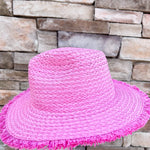 Seaside Stroll Frayed Straw Hat in Pink - The Pink Pineapple 850