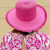Seaside Stroll Frayed Straw Hat in Pink - The Pink Pineapple 850