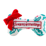 Seasons Grrreetings Holly Print Bone Dog Toy - The Pink Pineapple 850