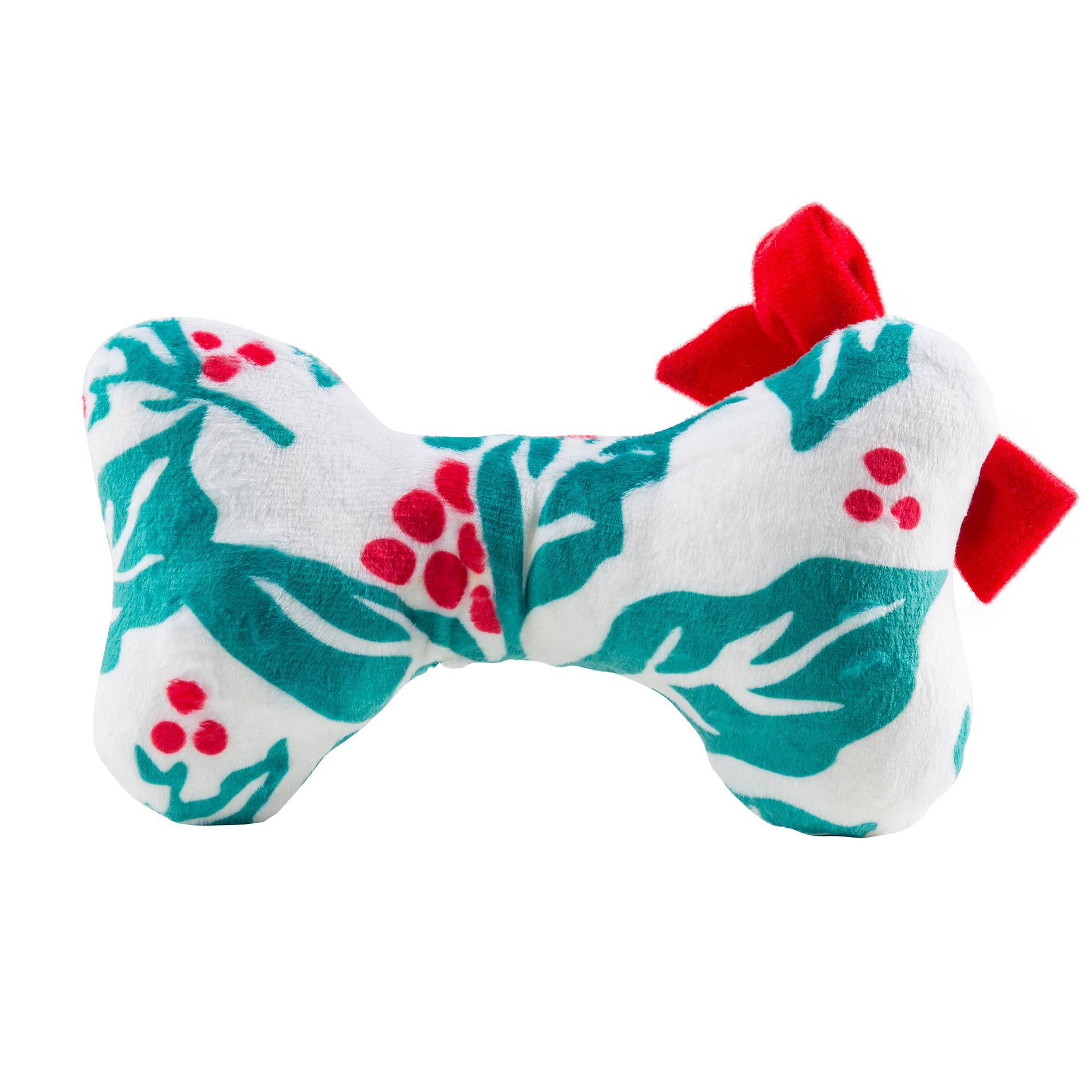 Seasons Grrreetings Holly Print Bone Dog Toy - The Pink Pineapple 850