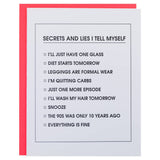 Secrets and Lies Checklist Letterpress Greeting Card - The Pink Pineapple 850