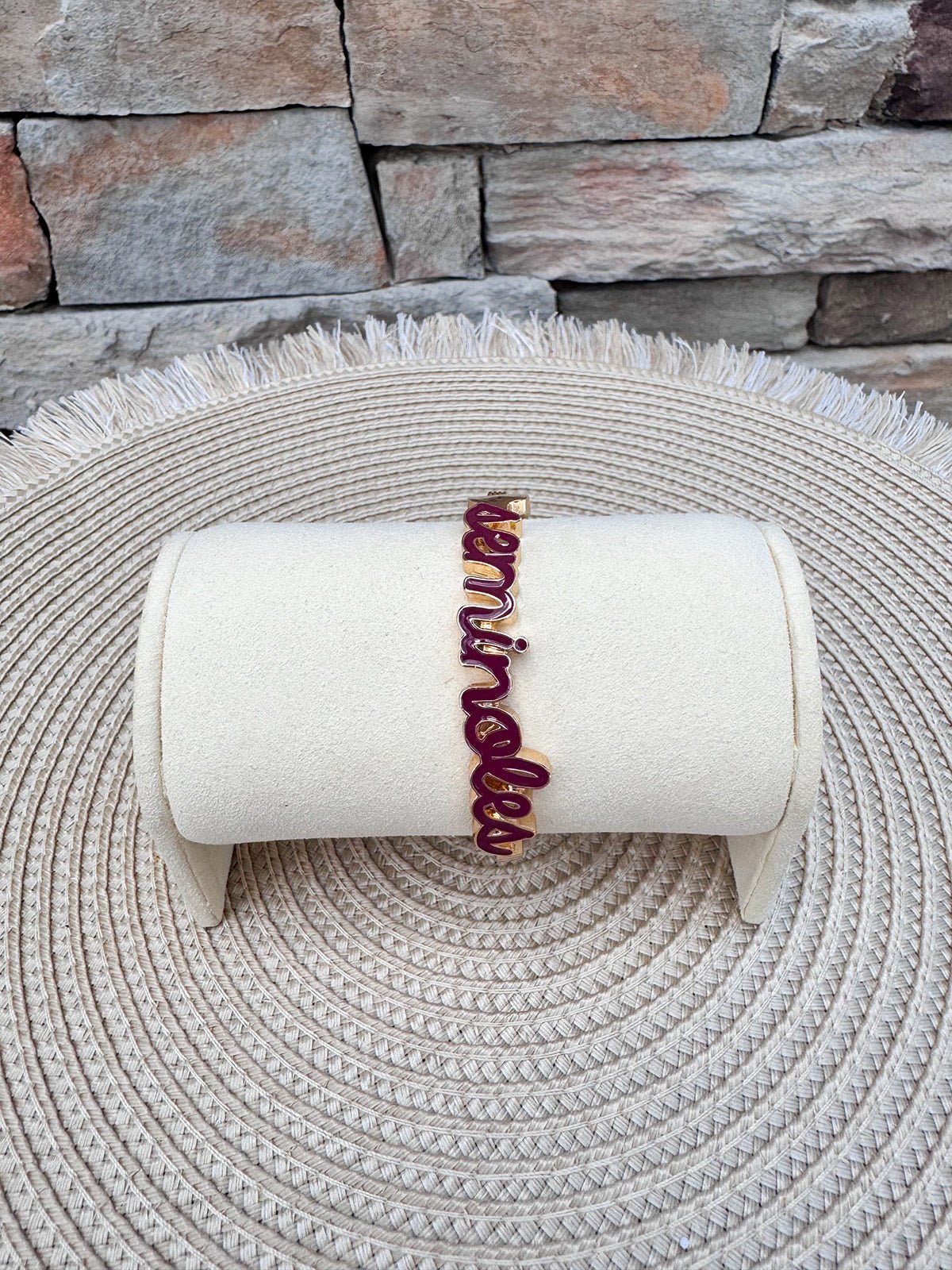 Seminoles Flowing Script Hinge Bangle - The Pink Pineapple 850