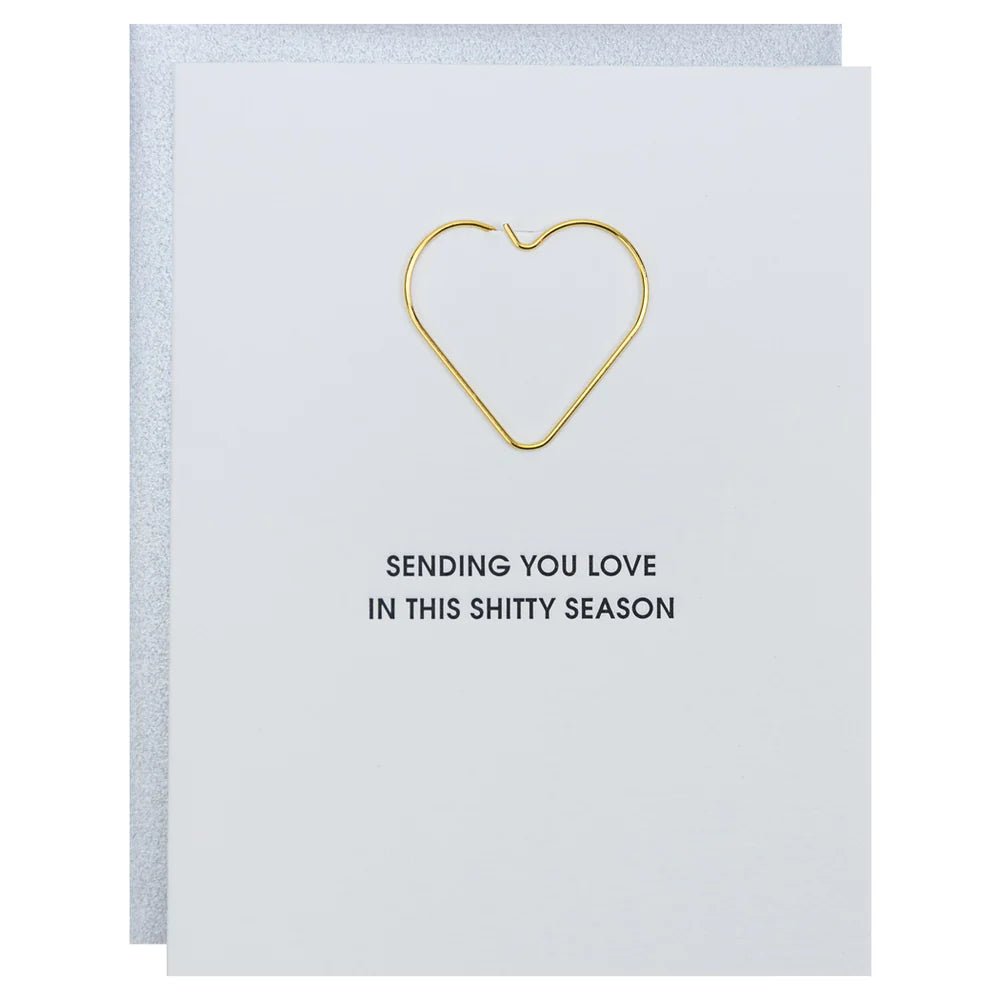 Sending You Love Heart Paper Clip Letterpress Card - The Pink Pineapple 850