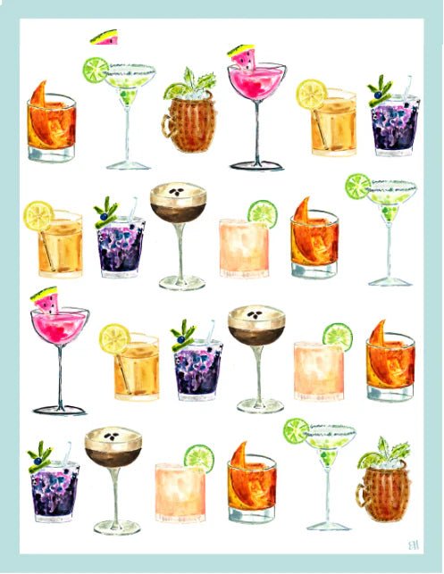 Shaken, Not Stirred Reversible Tea Towel - The Pink Pineapple 850