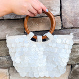 Shell Haven Wooden Handle Tote - The Pink Pineapple 850