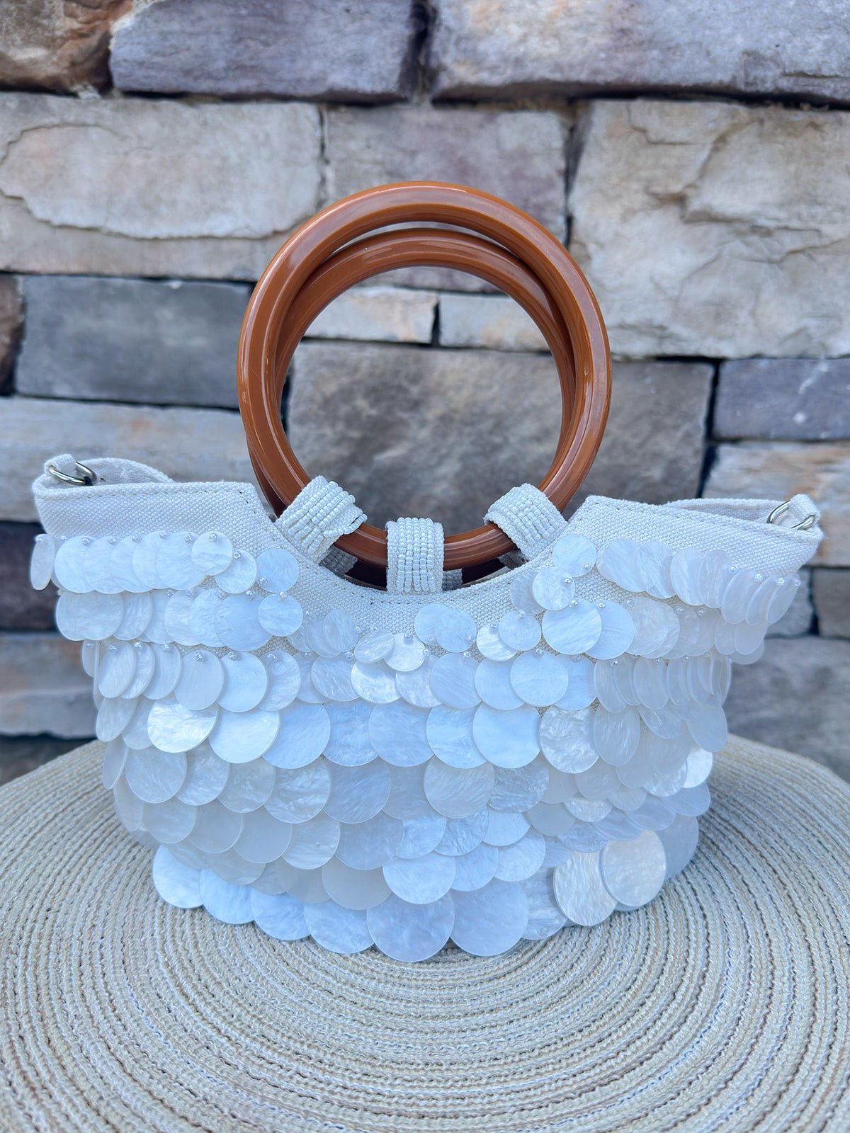Shell Haven Wooden Handle Tote - The Pink Pineapple 850