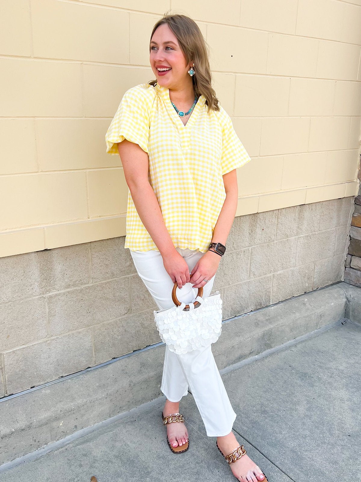 Shell Haven Wooden Handle Tote - The Pink Pineapple 850