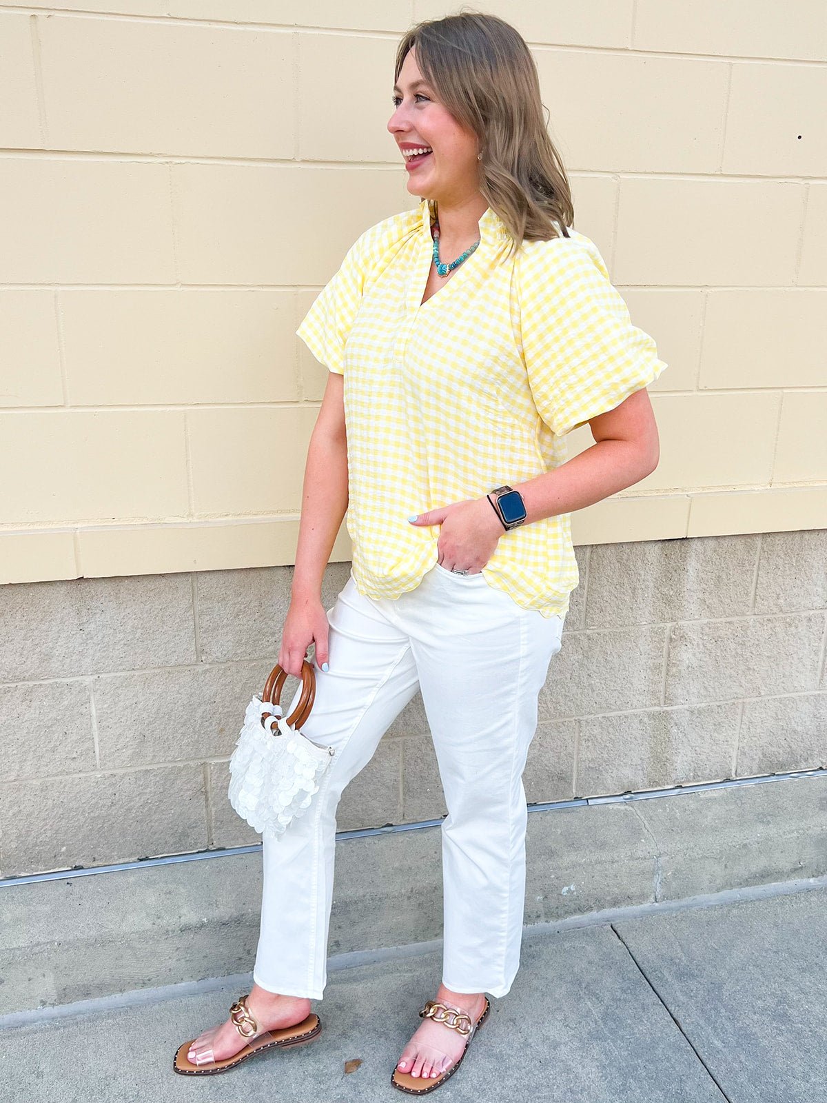 Shell Haven Wooden Handle Tote - The Pink Pineapple 850