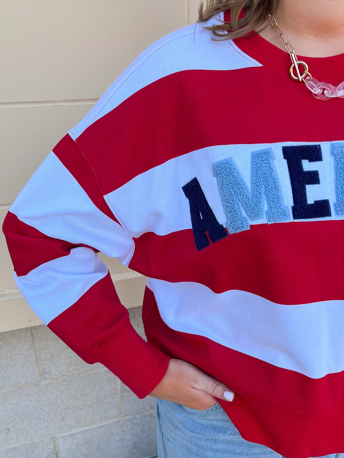 [Shiraleah] All - American Rugby Stripe Sweatshirt - The Pink Pineapple 850