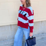 [Shiraleah] All - American Rugby Stripe Sweatshirt - The Pink Pineapple 850